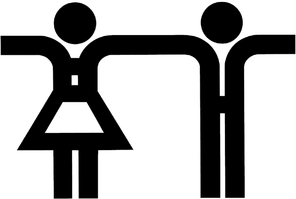Man and woman symbols vinyl sticker. Customize on line. Symbols and Pictograms 090-0214